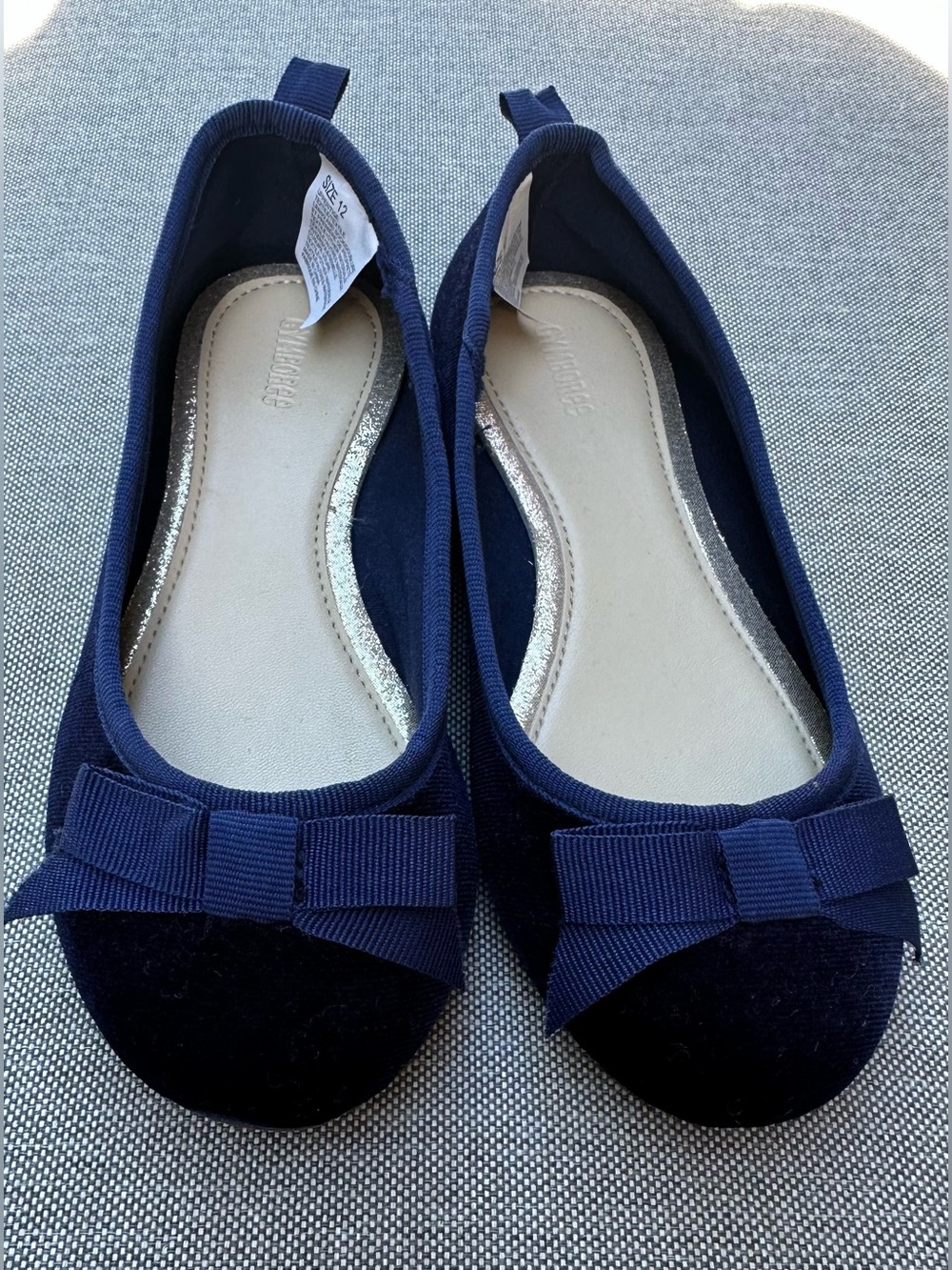 Navy Bow GYMBOREE Velvet Ballet Flats Sz 12